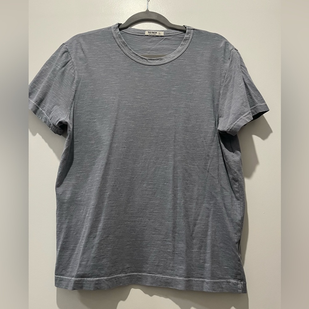 Buck Mason Men’s Slub Classic Tee - Medium Short - Faded Blue